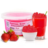 Fanale empaque frontal de popping boba fresa mostrando presentación y beneficio listo para usar