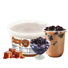 Fanale empaque frontal de Brown Sugar Popping Boba que muestra el producto listo para usar