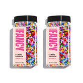 Fancy Sprinkles empaque frontal colorido mostrando el producto y uso rápido