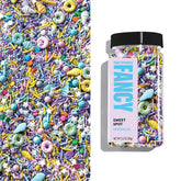 Fancy Sprinkles frente del paquete mostrando mezcla colorida y práctico envase