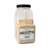 Farmersville Spice Co envase frontal de 5 lb mostrando semillas peladas y beneficio de almacenamiento