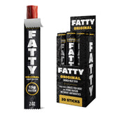 FATTY frente del empaque mostrando diseño camuflaje y beneficio de portabilidad