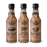 Fee Brothers pack frontal con las tres botellas Fat Wash y visión clara del etiquetado