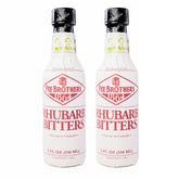 Fee Brothers Rhubarb frente del pack de 2 botellas, envase claro y etiqueta visible que facilita identificación