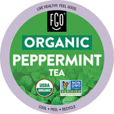 FGO cápsulas K-Cup frontal mostrando empaquetado orgánico y conveniente