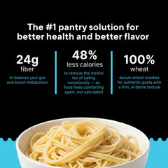 Fiber Gourmet primer plano de textura del fideo que resalta firmeza