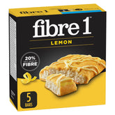 Fibre 1 frontal del paquete mostrando diseño y cantidad de 5 unidades, conveniencia inmediata