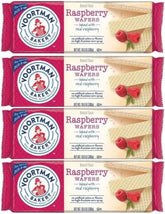 FIJIAN MADE frontal del paquete Voortman Raspberry Wafers mostrando etiqueta clara y porciones