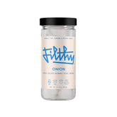 Filthy Food frasco delantero mostrando cebollitas brillantes y lista para usar