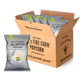 FIRE CORN frente del paquete seis bolsas mostrando marca y sabor jalapeño