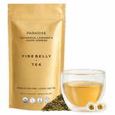 Firebelly Tea paquete frontal mostrando sello orgánico y beneficio de relajación