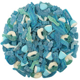 FirstChoiceCandy bolsa frontal 2 lb mostrando variedad azul y atractivo para fiestas