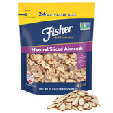 Fisher CHEF'S NATURALS frente del empaque muestra bolsa resellable y beneficio de conservación