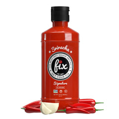 Fix Hot Sauce botella frontal mostrando el color intenso y atractivo