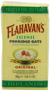 Flahavan's frente del paquete mostrando marca y etiqueta, práctico para almacenamiento