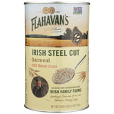 Flahavan's lata frontal mostrando marca y tamaño para almacenamiento práctico