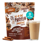 FlavCity frente del envase muestra marca y sabor cinnamon roll beneficios de conveniencia