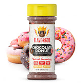 Flavor God bote frontal del Chocolate Donut Topper mostrando presentación y conveniencia