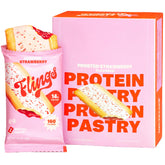 FLINGS pastelito glaseado frontal mostrando glaseado y color fresa, atractivo visual y bajo en calorías