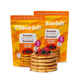 Flourish bolsa frontal buttermilk mostrando marca y beneficio proteico