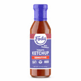 Fody botella frontal mostrando marca y diseño, fácil identificación del producto