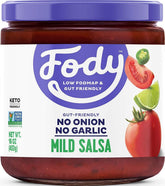 Fody salsa mild frente del envase con diseño claro y beneficios