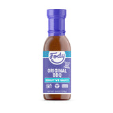 Fody Original BBQ Sauce frasco frontal mostrando etiqueta y tamaño útil para cocinar