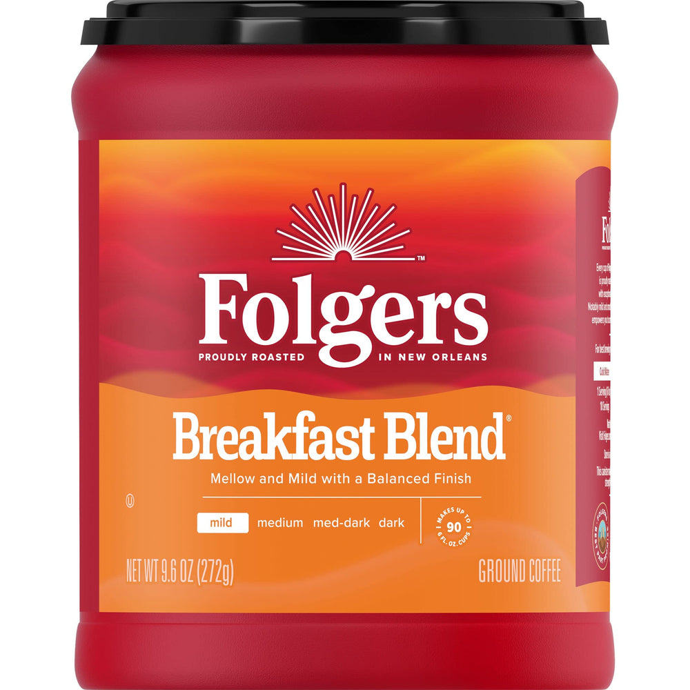 Folgers lata frontal mostrando diseño y sello AromaSeal para frescura