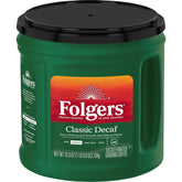 Folgers vista frontal del envase AromaSeal mostrando tamaño y marca, mantiene frescura