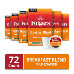 Folgers cápsula K-Cup vista superior enfocada, facilita uso rápido