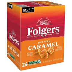 Folgers cápsula K-Cup en primer plano, detalle de sello y facilidad de uso