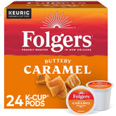 Folgers cartón de 24 cápsulas mostrando frente y marca para suministro práctico