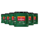 Folgers frente de lata AromaSeal mostrando marca y conveniencia