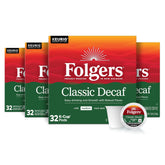Folgers empaque frontal mostrando 128 cápsulas y conveniencia
