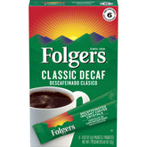 Folgers paquete frontal mostrando 72 sobres y fácil almacenamiento