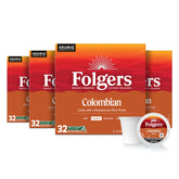 Folgers cápsulas empaque frontal mostrando 128 unidades y conveniencia