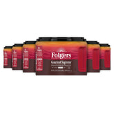Folgers lata frontal mostrando etiqueta y tamaño para almacenamiento prolongado