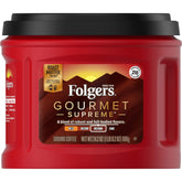 Folgers lata frente mostrando diseño y sello AromaSeal para conservar aroma