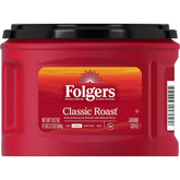 Folgers lata frontal mostrando marca y accesibilidad para preparación rápida
