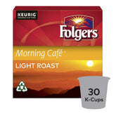 Folgers paquete frontal mostrando 30 cápsulas, conveniencia diaria