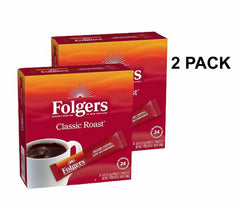 Folgers sobre abierto mostrando polvo instantáneo, fácil disolución