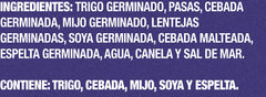 Food for Life primer plano de textura crujiente, apoya elección por granos germinados