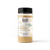 Foods Alive frasco shaker frontal mostrando etiqueta y uso práctico
