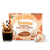 Four Sigmatic envase frontal mostrando cápsulas y beneficios para enfoque