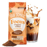 Four Sigmatic frente del empaque mostrando la bolsa y beneficio de claridad