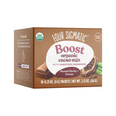 Four Sigmatic frente del sobre mostrando marca y diseño, práctico para llevar