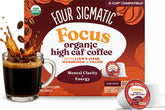 Four Sigmatic vista frontal del paquete mostrando diseño y cantidad