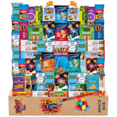 Foxy Fane frontal de la caja completa mostrando 60 snacks variados y listos para compartir