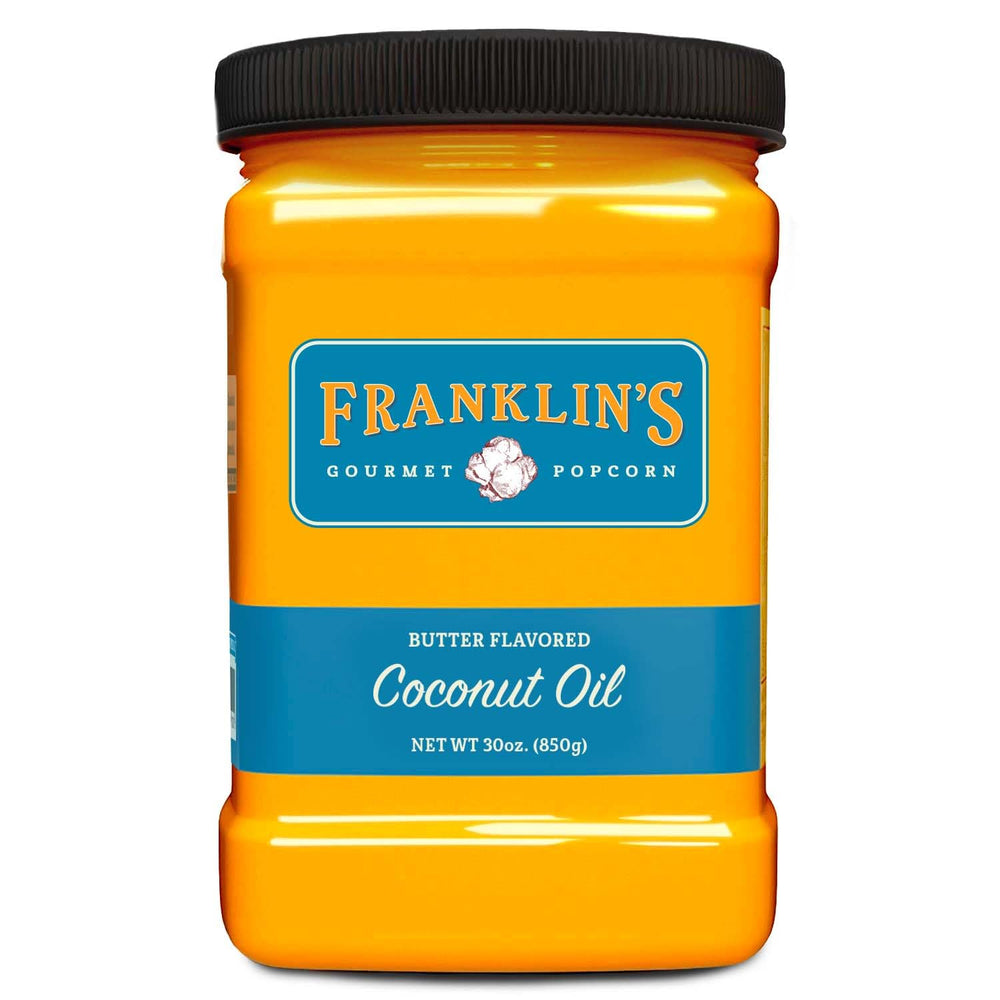 Franklin's Gourmet Popcorn envase frontal 30 oz mostrando cantidad y marca