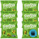 Freestyle Snacks frente del empaque mostrando seis sobres, práctico y portátil